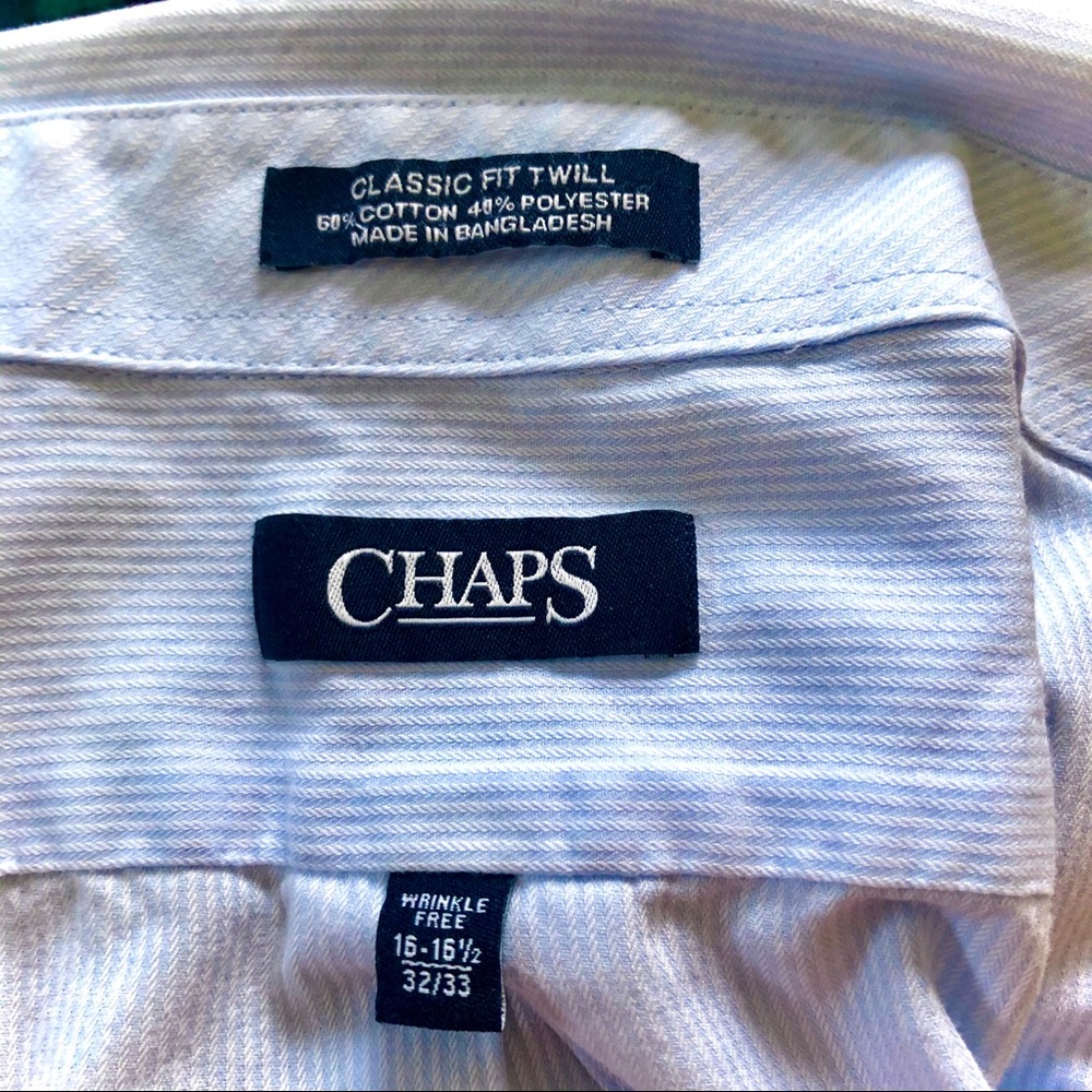 Chaps Blue Stripe Men's Button Up Dress Shirt - Picture 7 of 7